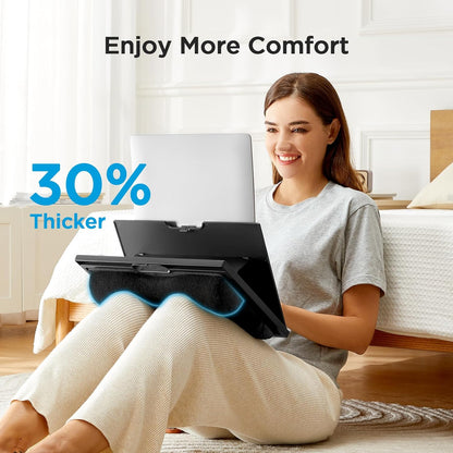 Adjustable Lap Desk with 8 Angles and Dual Cushions for Laptops up to 15.6 inches - Versatile Workstation for Car, Sofa, or Bed (Black)