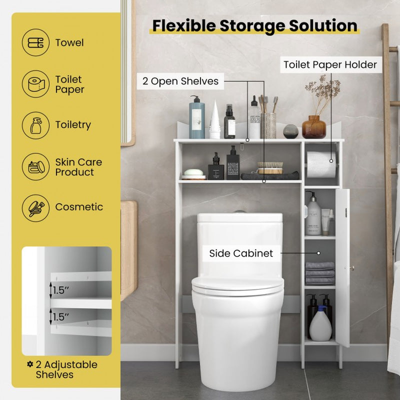 Over-the-Toilet Storage Cabinet with Integrated Toilet Paper Holder