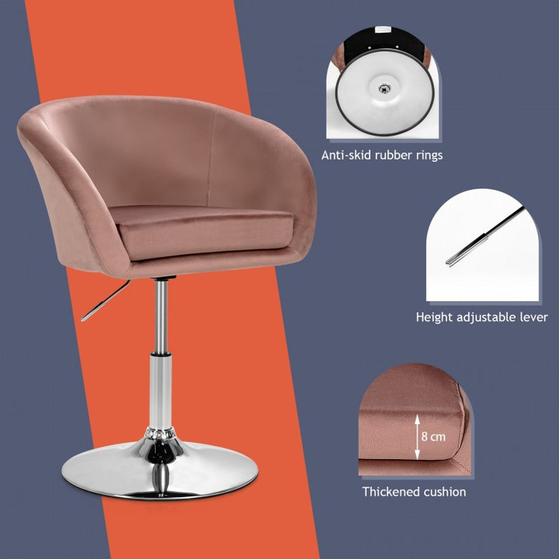 360-Degree Swivel Accent Chair with Round Back and Chrome Frame for Makeup Application