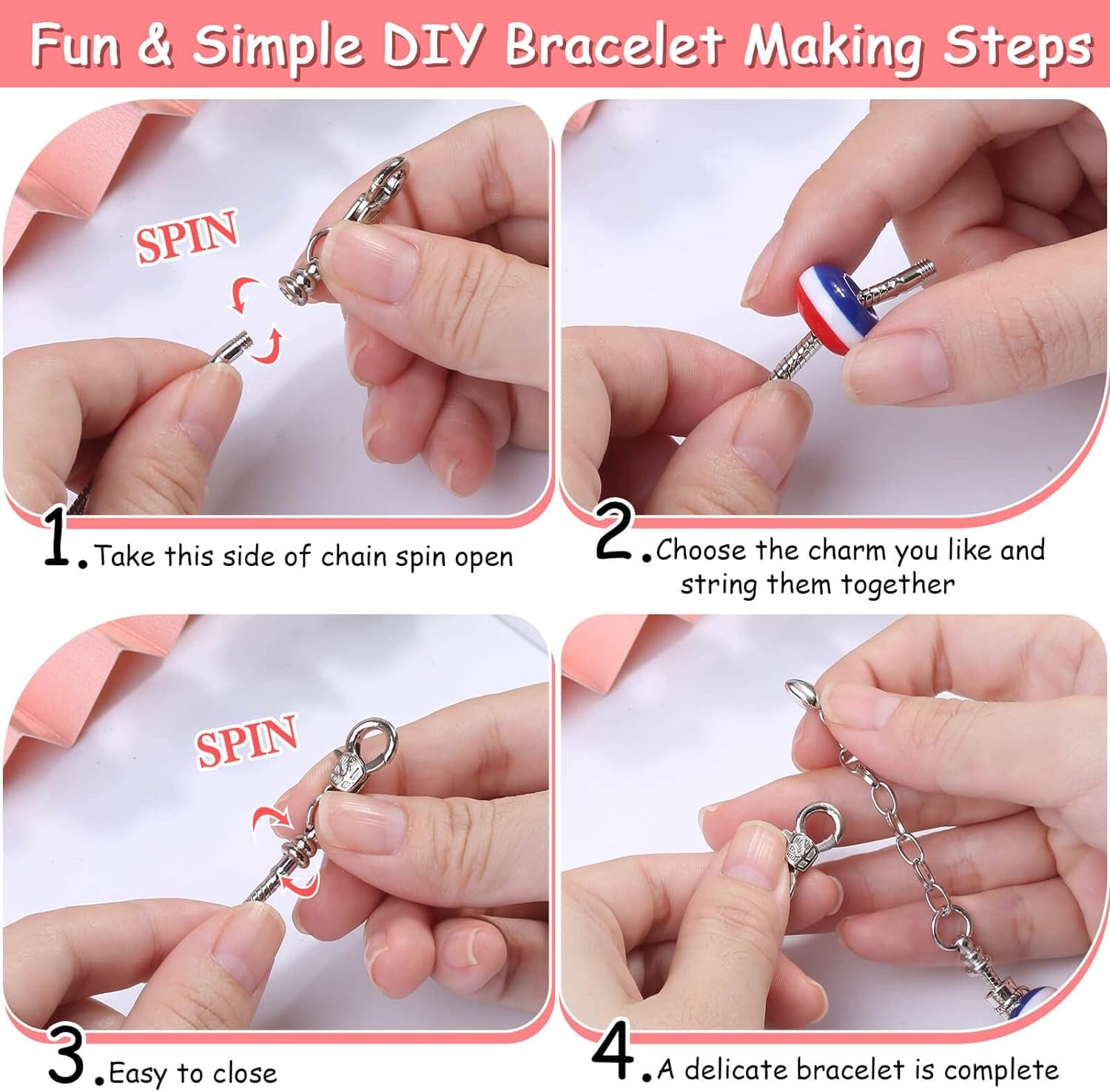 Charm Bracelet Making Kit - Unicorn, Mermaid Themed DIY Jewelry Set with Beads 180Pcs
