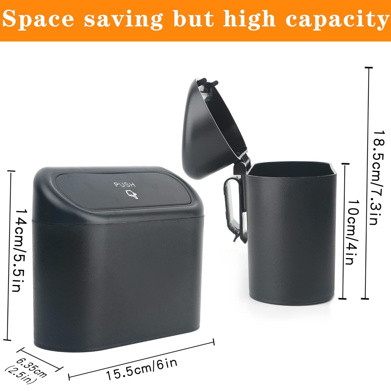 Leakproof Car Trash Can with Lid - Compact Garbage Bin for Vehicle, Office, Kitchen, Home, 40 Trash Bags Included