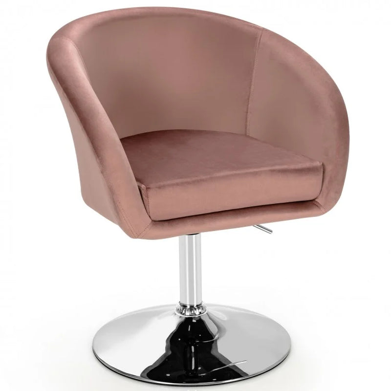 360-Degree Swivel Accent Chair with Round Back and Chrome Frame for Makeup Application
