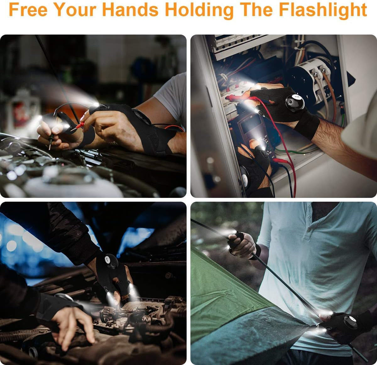 LED Flashlight Gloves - Hands-Free Finger Lights, Ideal Gifts for Men, Dads, and Husbands for Birthdays and Father's Day