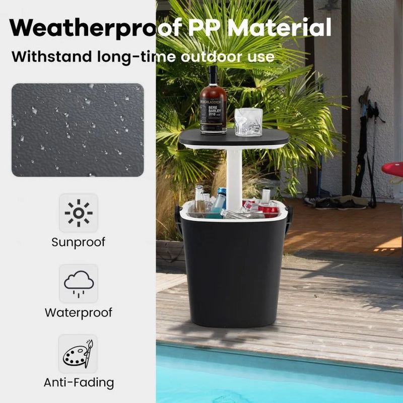 3-in-1 Portable Cooler Bar Table with Integrated Bottle Opener and Lift-Top Lid for Outdoor Use
