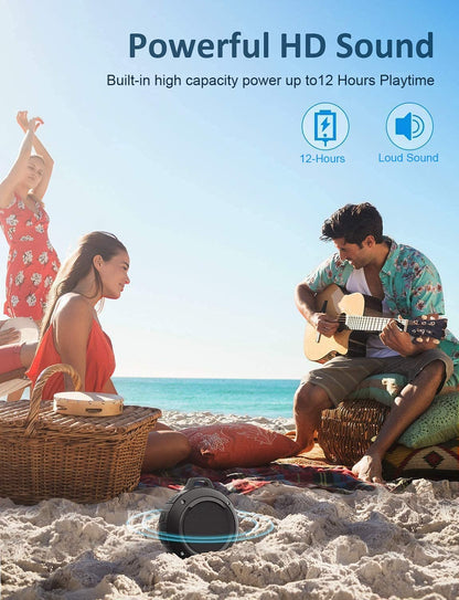 Outdoor Waterproof Bluetooth Speaker - Portable Mini Shower Speaker with Subwoofer and Enhanced Bass, Built-in Microphone (Black)