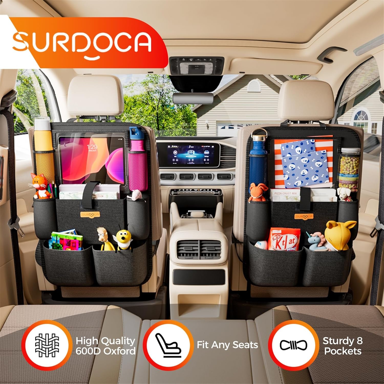 Premium Backseat Car Organizer with Tablet Holder and Multiple Storage Pockets for Kids