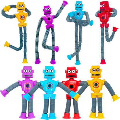 Pop Tubes Robot Fidget Toys 7 Pack of Colorful Telescopic Suction Cup Robotics-Ages 5+ Ideal Sensory Toys for Autism
