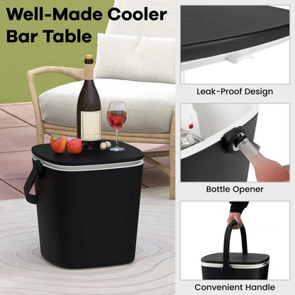 3-in-1 Portable Cooler Bar Table with Integrated Bottle Opener and Lift-Top Lid for Outdoor Use