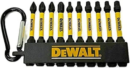Mixed Square and Phillips Screw Bit Set with Carabiner Clip – 10 Pieces 