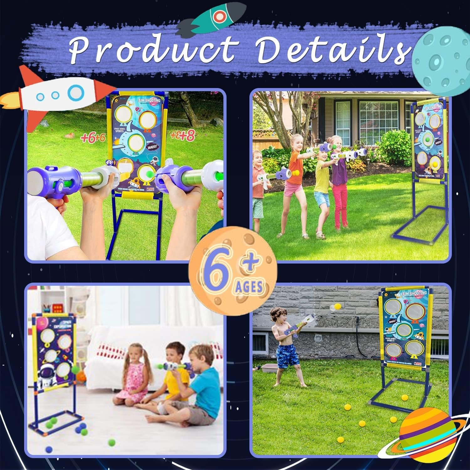 Foam Ball Popper Shooting Game Set for Children Ages 6+ Includes 2 Air Guns, Shooting Target, and 24 Foam Balls