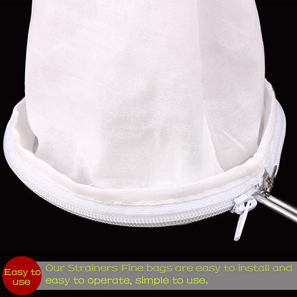 Ultra Fine Mesh Strainer Bags with Stainless Steel Frame Handle - Commercial Grade Reusable Food Filter Bags