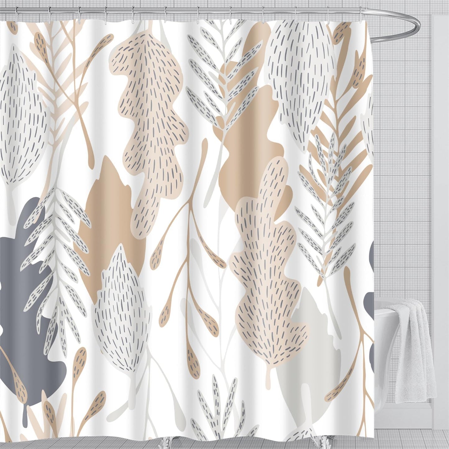 Waterproof Fabric Shower Curtain featuring Banff National Park Smoky Mountain Design, 12 Hooks, 71" x 71" (180 cm x 180 cm), Dark Gray