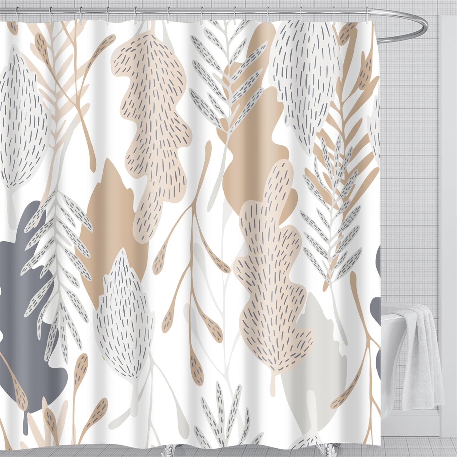 Waterproof Fabric Shower Curtain featuring Banff National Park Smoky Mountain Design, 12 Hooks, 71" x 71" (180 cm x 180 cm), Dark Gray