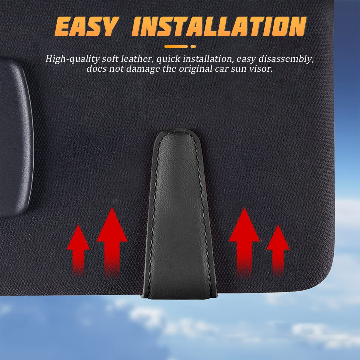 Car Sun Visor Sunglasses Holder, Leather Eyeglasses Hanger with Magnetic Clip - Universal Auto Interior Accessory 
