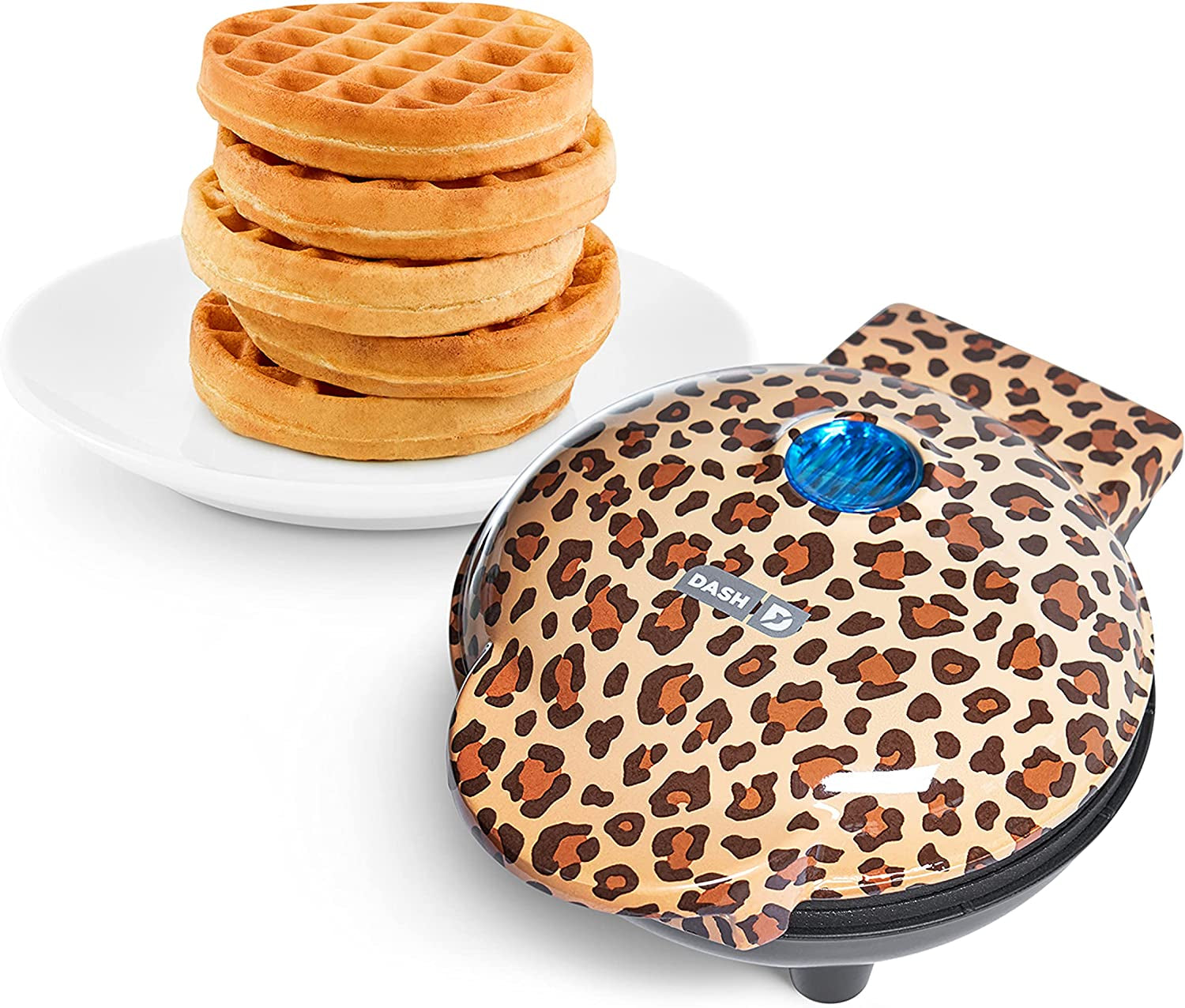 Mini Waffle Maker Machine - Compact 4" Appliance for Individual Waffles, Paninis, Hash Browns, and On-the-Go Meals in Aqua