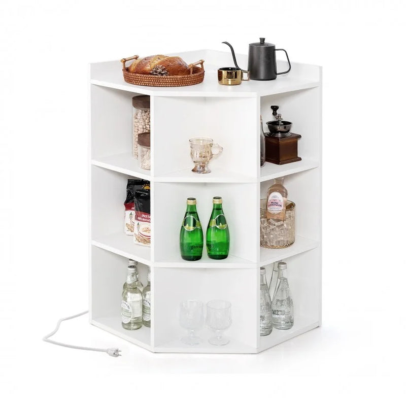 3-Tier Corner Cabinet with Integrated Charging Station for Bedroom Use