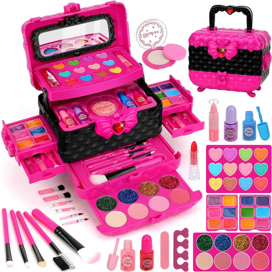 Kids Makeup Kit Girl Toys, 54PCS  Makeup Toys for Girls Washable Makeup Princess Make up Girl Toys Age 4 5 6 7 8 9 Birthday Gift