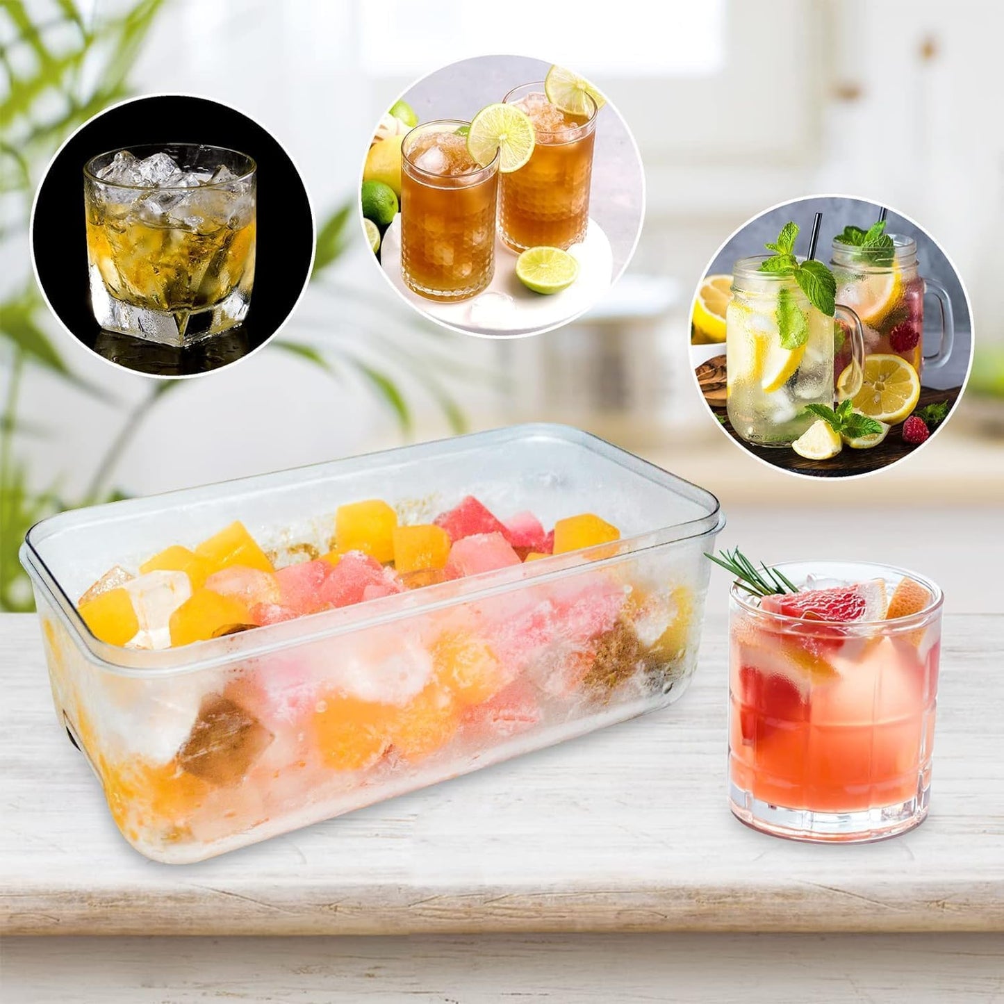 Ice Cube Trays with Lids and Storage Bin, Enhanced Easy Release Silicone & Plastic Design, Stackable, BPA-Free, Set of 2