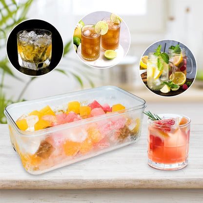 Ice Cube Trays with Lids and Storage Bin, Enhanced Easy Release Silicone & Plastic Design, Stackable, BPA-Free, Set of 2