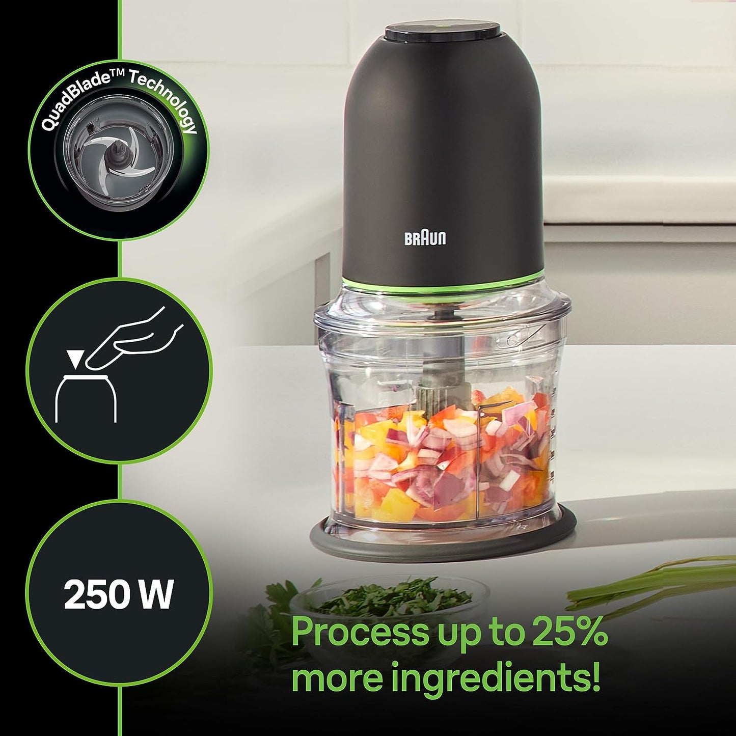  Mini Food Processor, 4-Cup Capacity, Black 