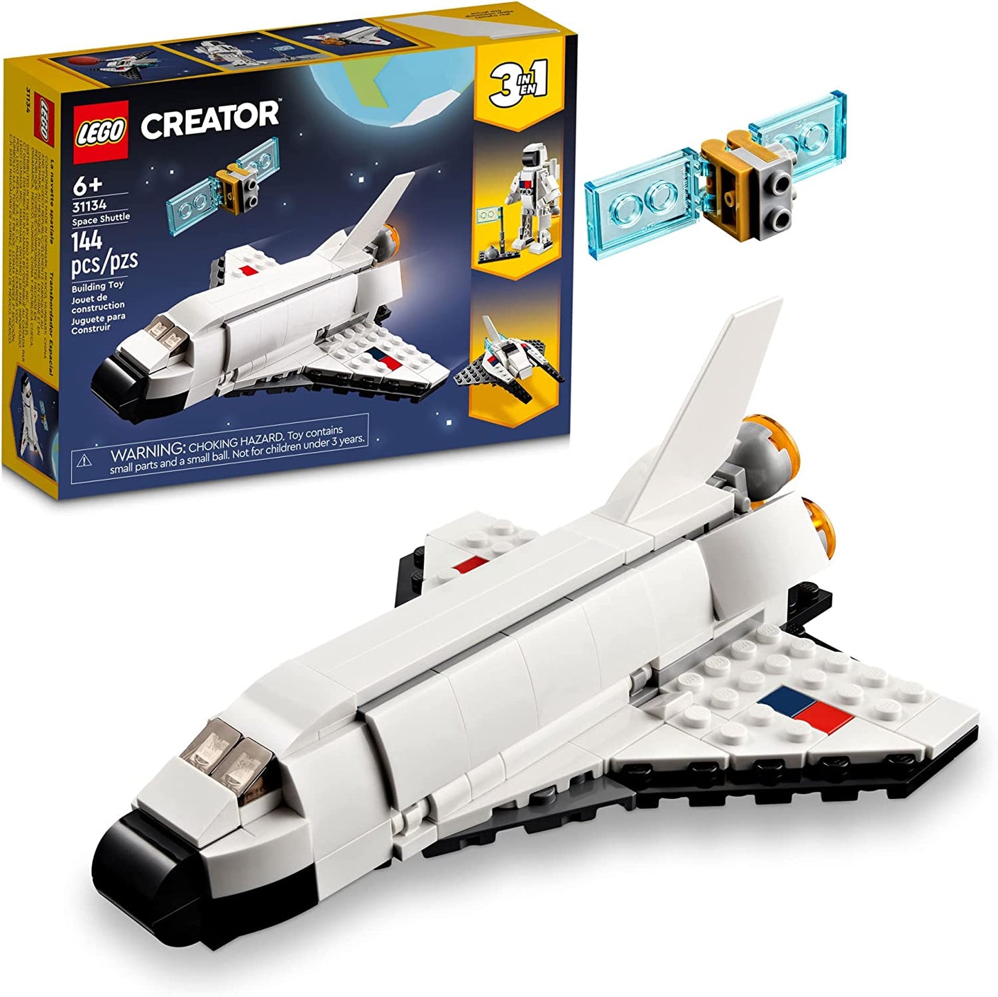 3 in 1 Space Shuttle Toys - Space Toys Building Set for Kids Ages 6+ - Option to Build 2 Spaceships or Astronaut 