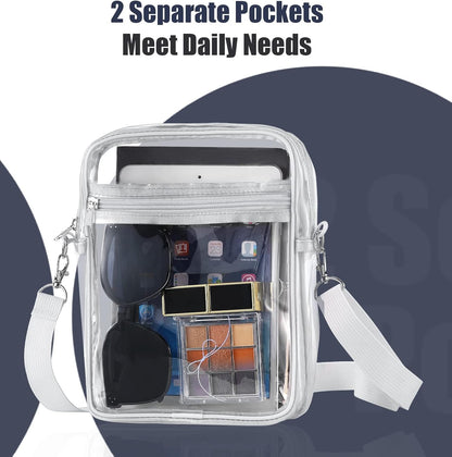 Clear Stadium-Approved Crossbody Bag with Adjustable Strap for Concerts, Festivals, and Sporting Events