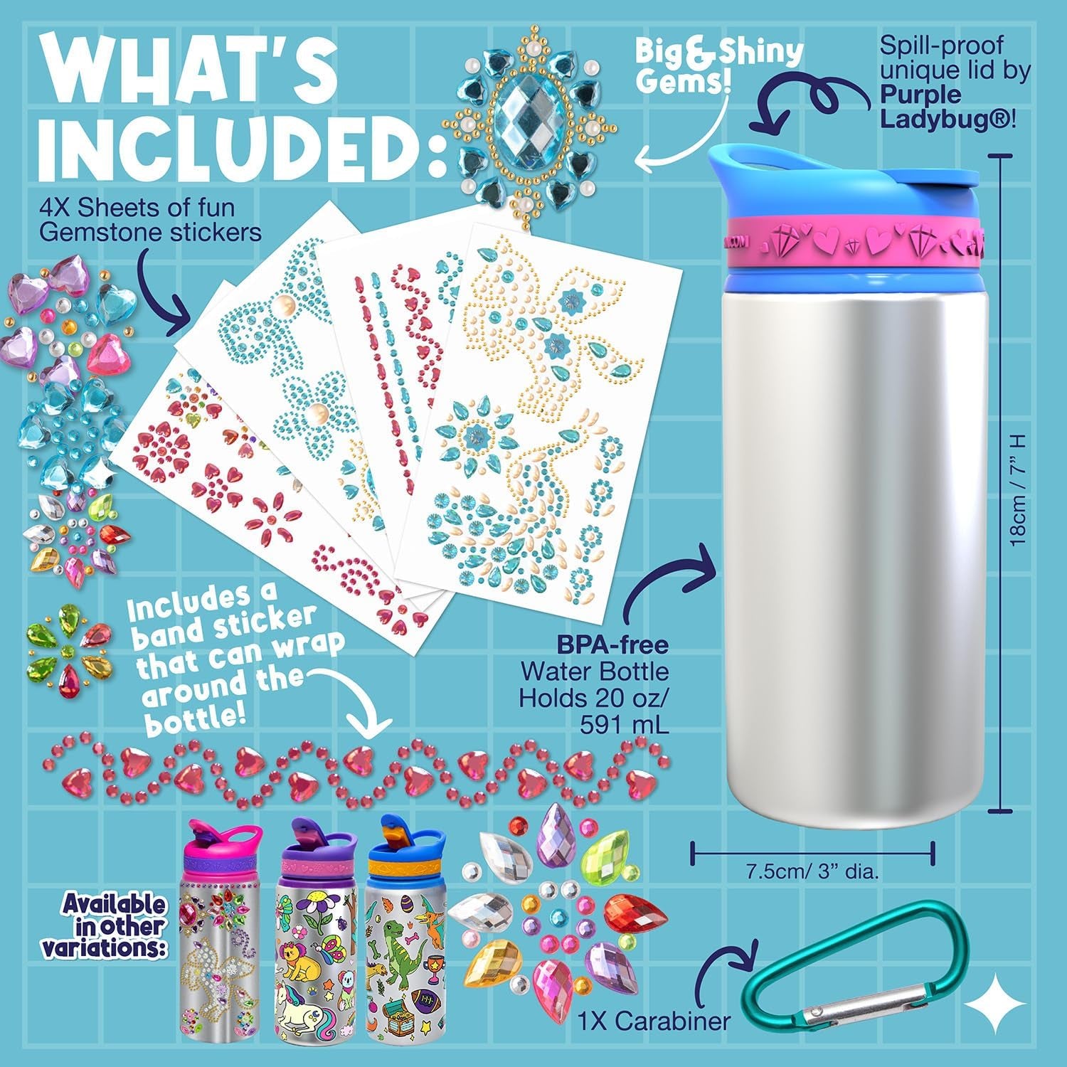 Customizable Water Bottle Craft Kits -Arts and Crafts Activity - Unicorn-Themed Toys for for Children Aged 6+