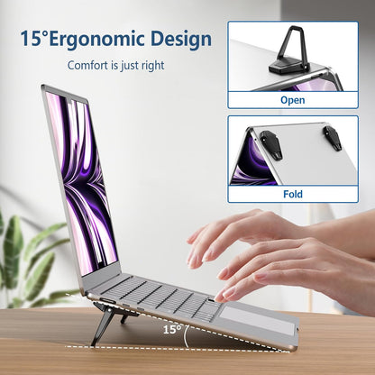 Portable Invisible Laptop Stand (2-Pack) - Mini Aluminum Cooling Pad and Ergonomic Lightweight Desk Stand 12-17 Inch Tablets/Laptops - Black