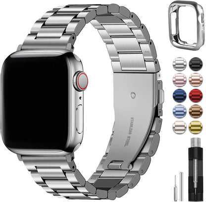 Stainless Steel Apple Watch Band with Case - for Apple Watch Ultra 2, Series 9, 8, 7, 6, 5, 4, 3, 2, 1 & SE/SE 2
