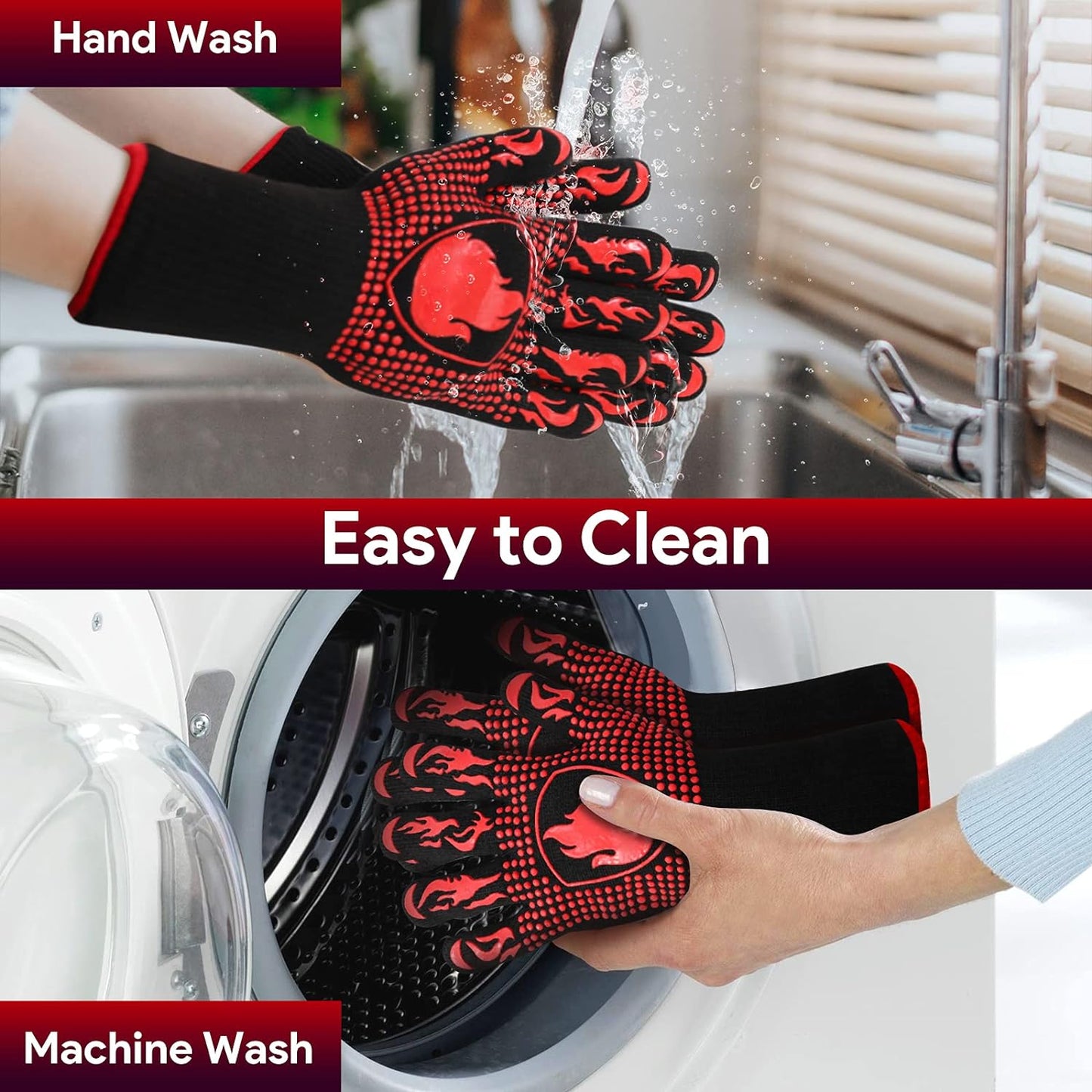 Professional Heat Resistant BBQ Gloves - 1472℉ Silicone Oven Mitts for Grilling, Baking, and Welding (Pair)