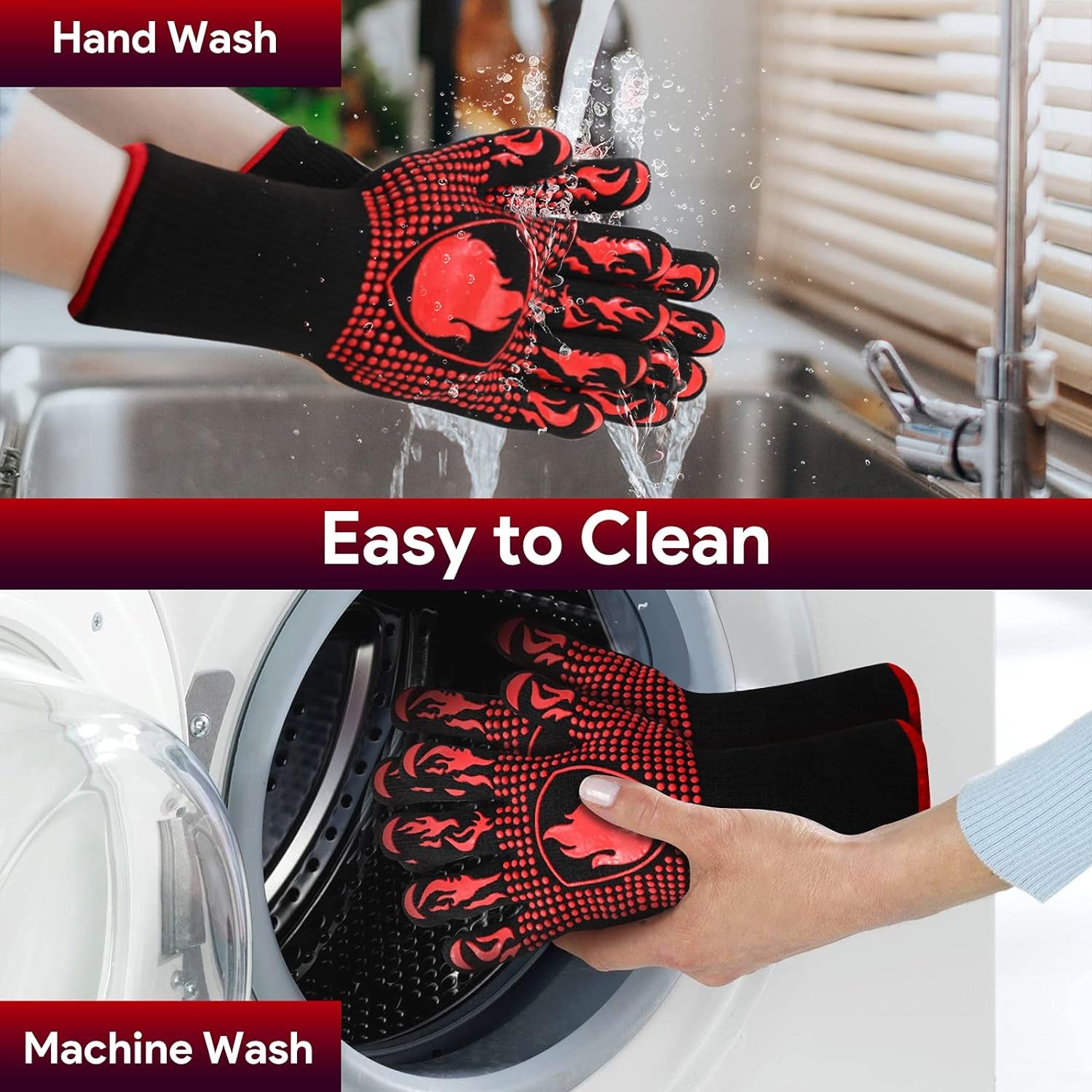 Professional Heat Resistant BBQ Gloves - 1472℉ Silicone Oven Mitts for Grilling, Baking, and Welding (Pair)