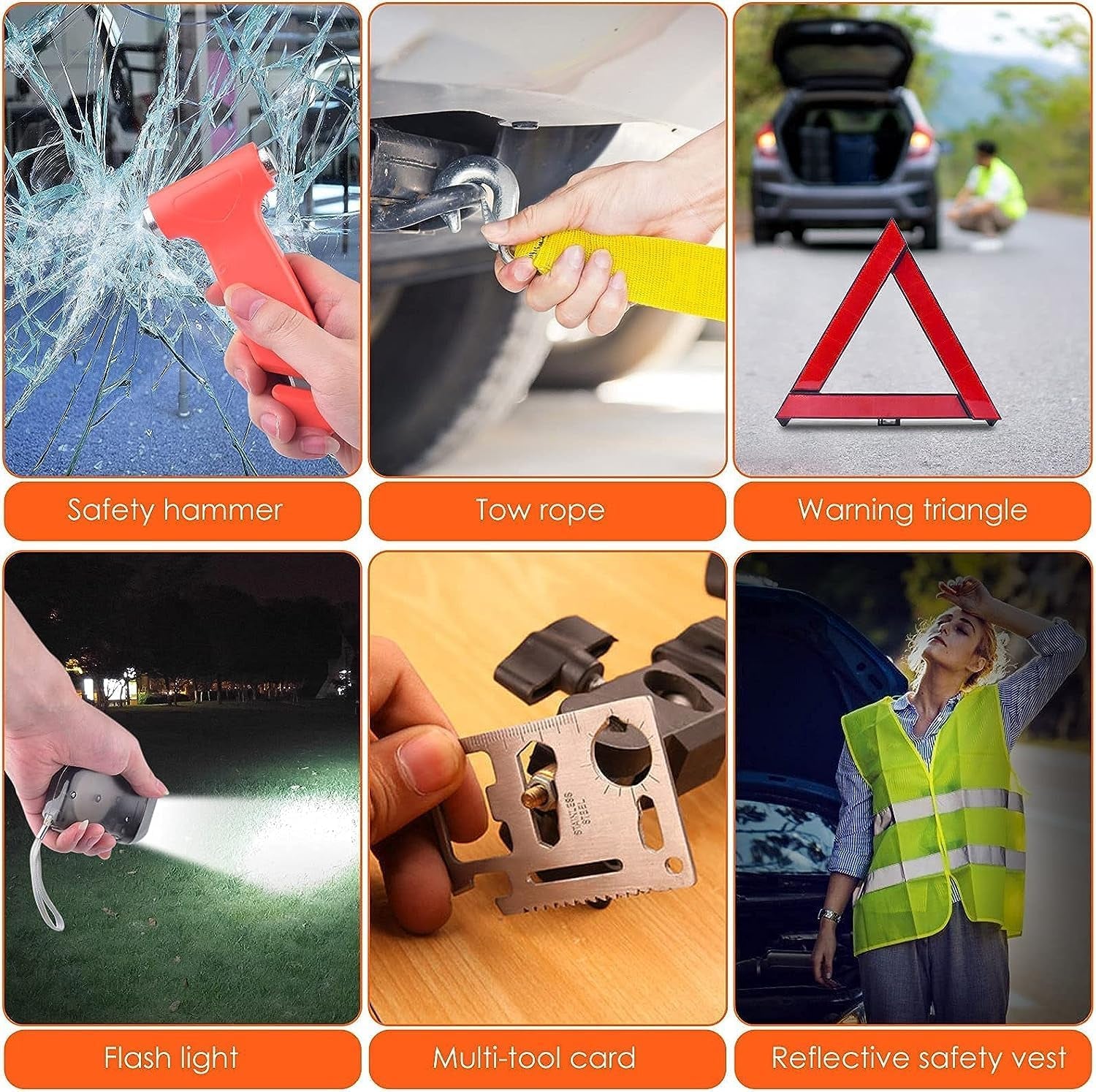 Comprehensive Car Roadside Emergency Kit: Essential Automotive Safety Tools Including Jumper Cables