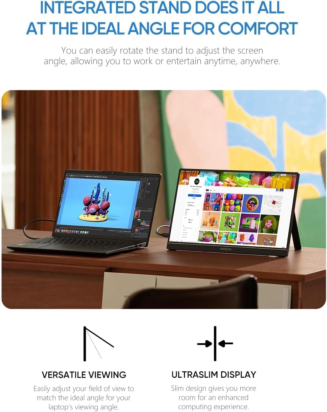 Portable Monitor 15.6'' FHD 1080P Kickstand Portable Laptop Monitor IPS Computer External Screen USB C HDMI Display for PC MAC Phone Xbox PS5 - A1