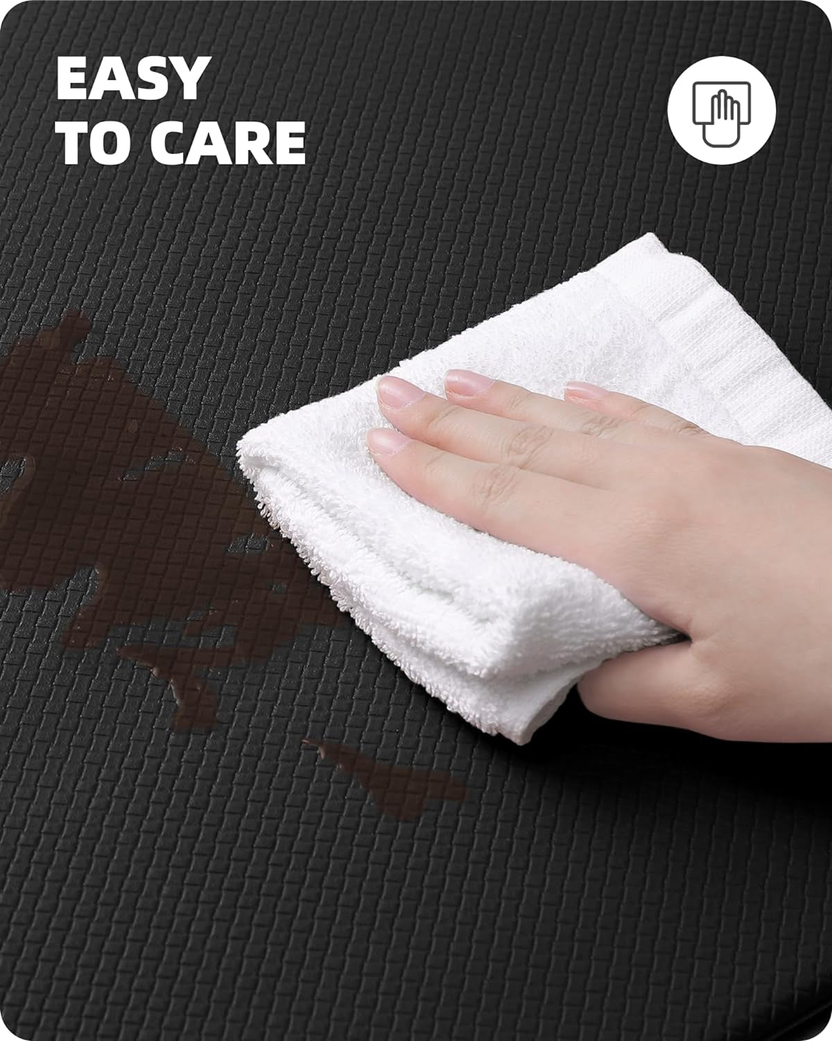Waterproof Cushioned Anti-Fatigue Kitchen Mat, Non-Slip Rubber Runner, 44x150 cm (17"x59") - Black