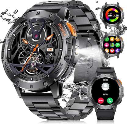 Smart Watch - Bluetooth Calling, 1.43" HD AMOLED Fitness Tracker, IP68 Waterproof, 100+ Sports Modes, 530mAh Battery, Heart Rate and Sleep Monitoring