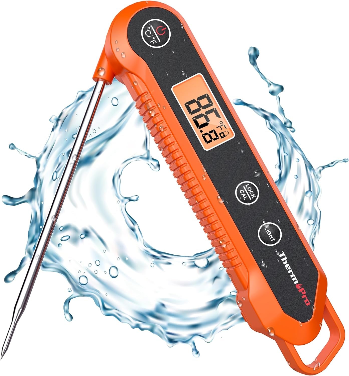 Professional Waterproof Digital Instant Read Meat Thermometer with Backlight for Cooking, Frying, and Candy Making