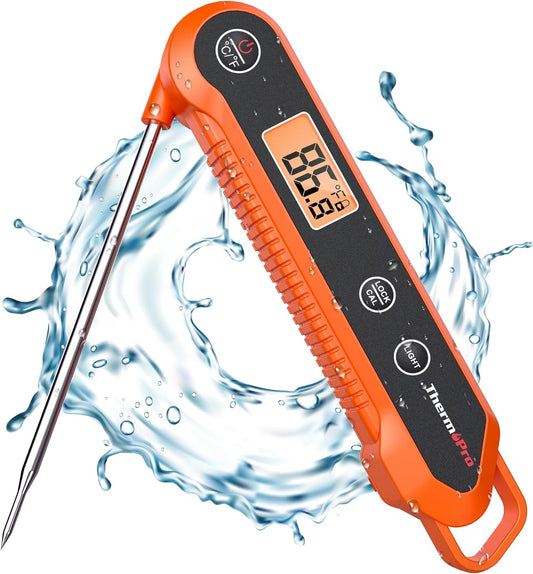 Professional Waterproof Digital Instant Read Meat Thermometer with Backlight for Cooking, Frying, and Candy Making
