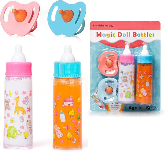 My Sweet Baby Disappearing Magic Bottles Set - Includes 1 Milk Bottle, 1 Juice Bottle, and Pacifier for Baby Doll (Colorful)