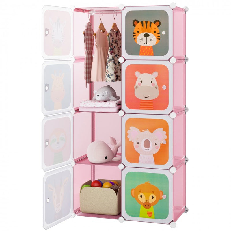8-Cube Children's Wardrobe with Hanging Section and Doors