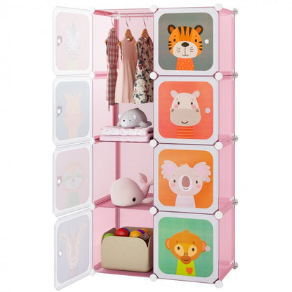 8-Cube Children's Wardrobe with Hanging Section and Doors