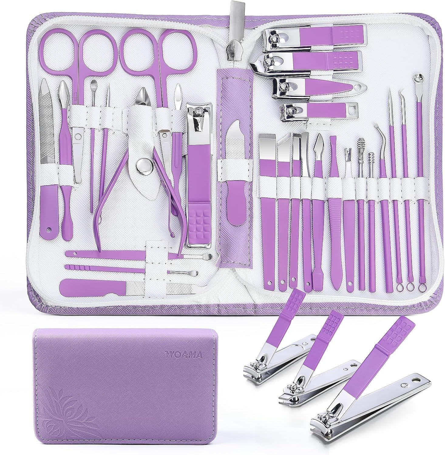 Manicure Set Pedicure Kit - 30 in 1 Nail Kit Professional Stainless Steel Nail Care Kit for Women - Pink