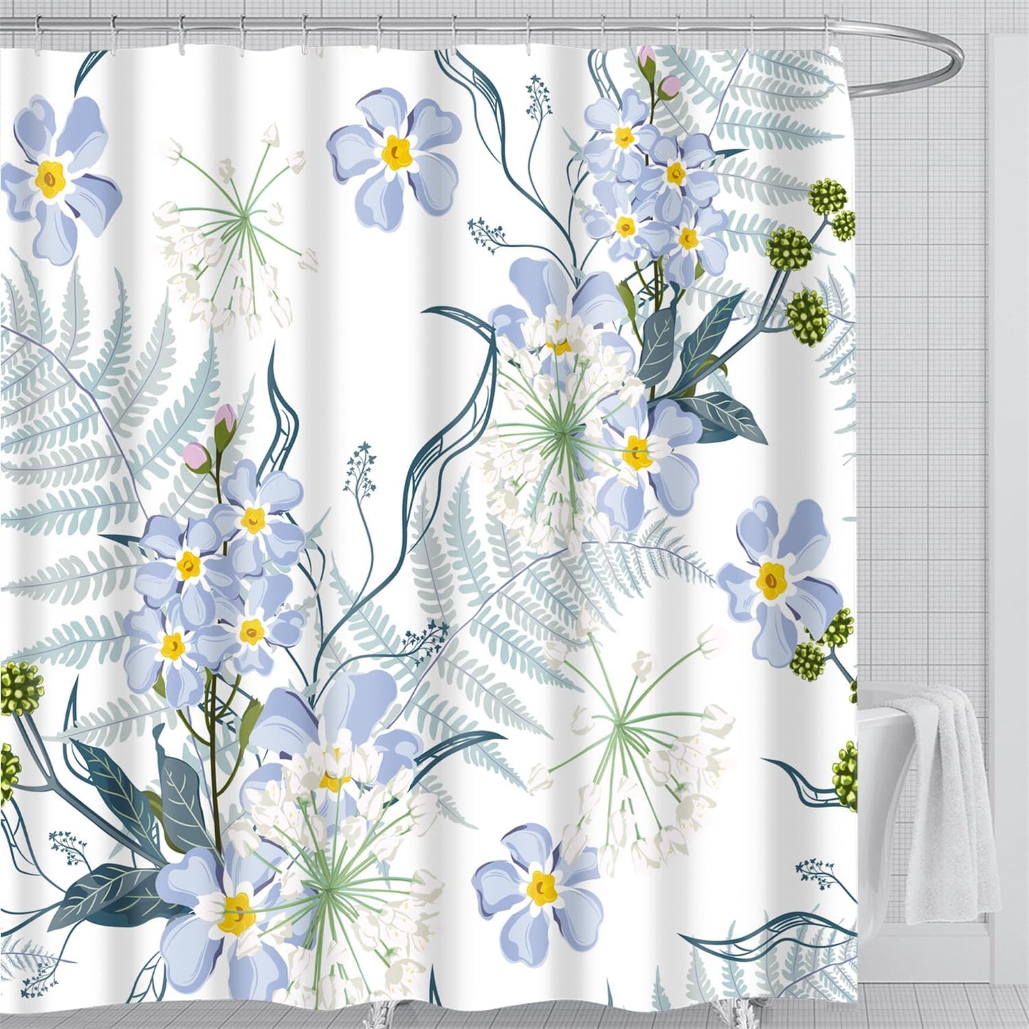 Waterproof Fabric Shower Curtain featuring Banff National Park Smoky Mountain Design, 12 Hooks, 71" x 71" (180 cm x 180 cm), Dark Gray