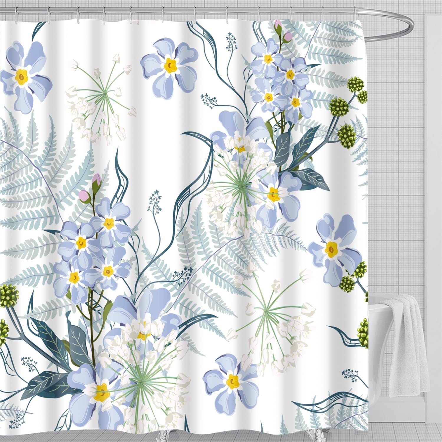Waterproof Fabric Shower Curtain featuring Banff National Park Smoky Mountain Design, 12 Hooks, 71" x 71" (180 cm x 180 cm), Dark Gray