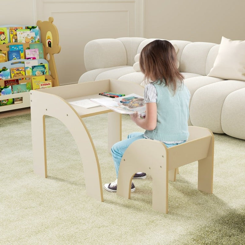 Children's Table and Chair Set Featuring a Spacious Tabletop and Safety-Designed Curved Edges for Playrooms