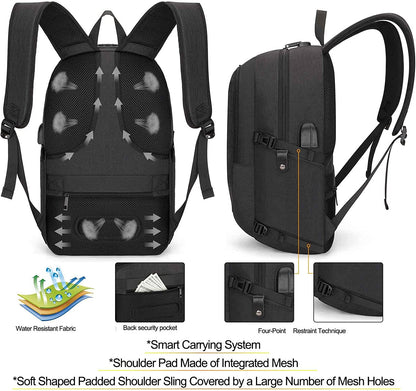 Water-Resistant Anti-Theft Laptop Backpack with USB Charging Port - 15.6 Inch Business Bag for Men and Women