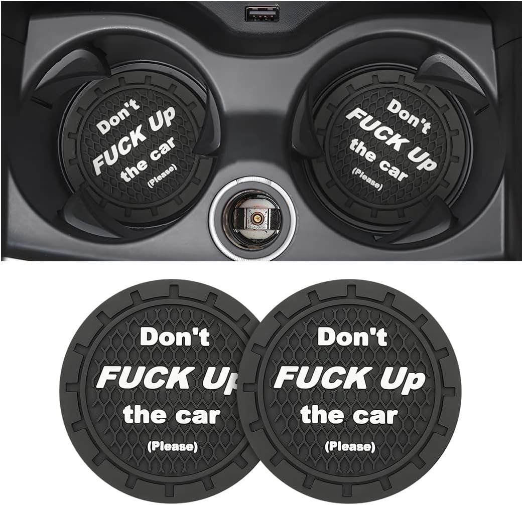 Car Cup Holder Coasters - Set of 2, 2.75 Inch Non-Slip PVC Insert Coasters, Anti-Scratch Cup Mats - Universal Fit 