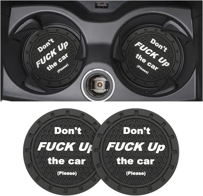 Car Cup Holder Coasters - Set of 2, 2.75 Inch Non-Slip PVC Insert Coasters, Anti-Scratch Cup Mats - Universal Fit 