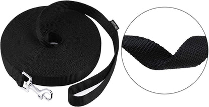 Dog Obedience Recall Training Agility Lead - 15 Ft Lead Training, Tie Out, Play, Safety, and Camping (15 Feet, Black)