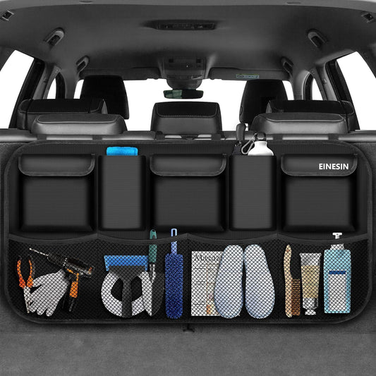 Premium Car Trunk Organizer with 9 Pockets and Durable Elastic Design for SUVs (Black, 42.5 x 20.5 in)