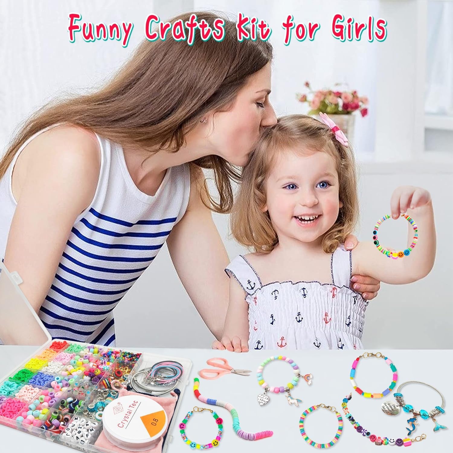 Girls' Bracelet Making Kit - 3400 Pieces of Beads for Charm Jewelry Creation, Unicorn and Mermaid Craft Supplies, Ideal Ages 5+